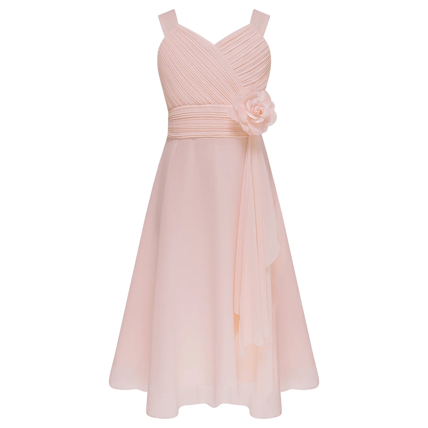 Teens Girls Elegant Party Dress Prom Evening Birthday Wedding Bridesmaid Gown Sleeveless Ruched Bodice Chiffon Princess Dresses