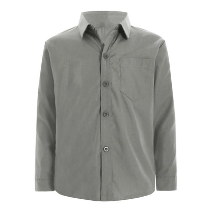 Autumn Kids Shirts for Boy Casual Gentleman Formal Dress Shirt Button-Down Shirt Handsome Boy Long Sleeve Tops Children Clothes