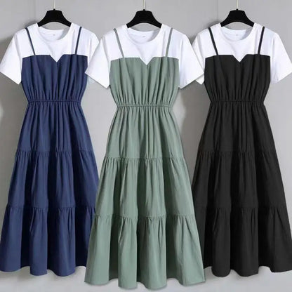 Fashion 10 12 14 16 Years Teenage Girls Dress Back To School Casual Style Large Sizes Suspenders One-piece Girl's Summer Dresses