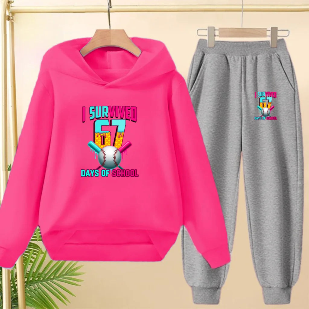 67 Children's Hoodies, 2 Pieces for Boys and Girls Aged 3-12, Comfortable Casual Hoodie+pants, Pullover, Hooded Sportswear