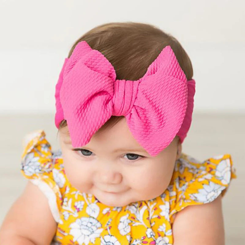 New Baby Accessories Infant Baby Girl Cute Bow Headband Newborn Solid Headwear Headdress Nylon Elastic Hair Band Gifts Props