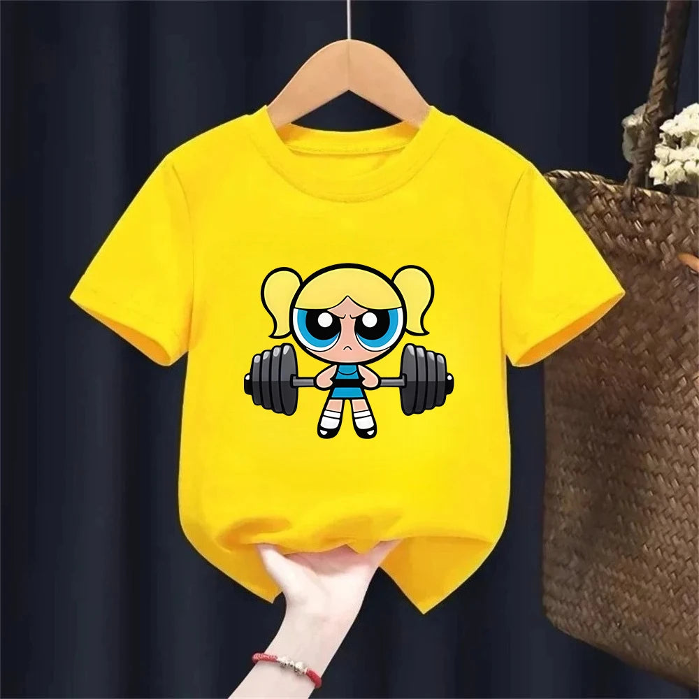 Girls Super Powerful Blouse Training Streetwear T-shirt Kids Shirt Academy Fitness T-shirt