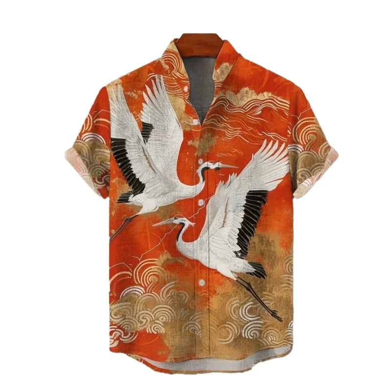 Men's Hawaiian shirt: casual summer button up short sleeved beachwear