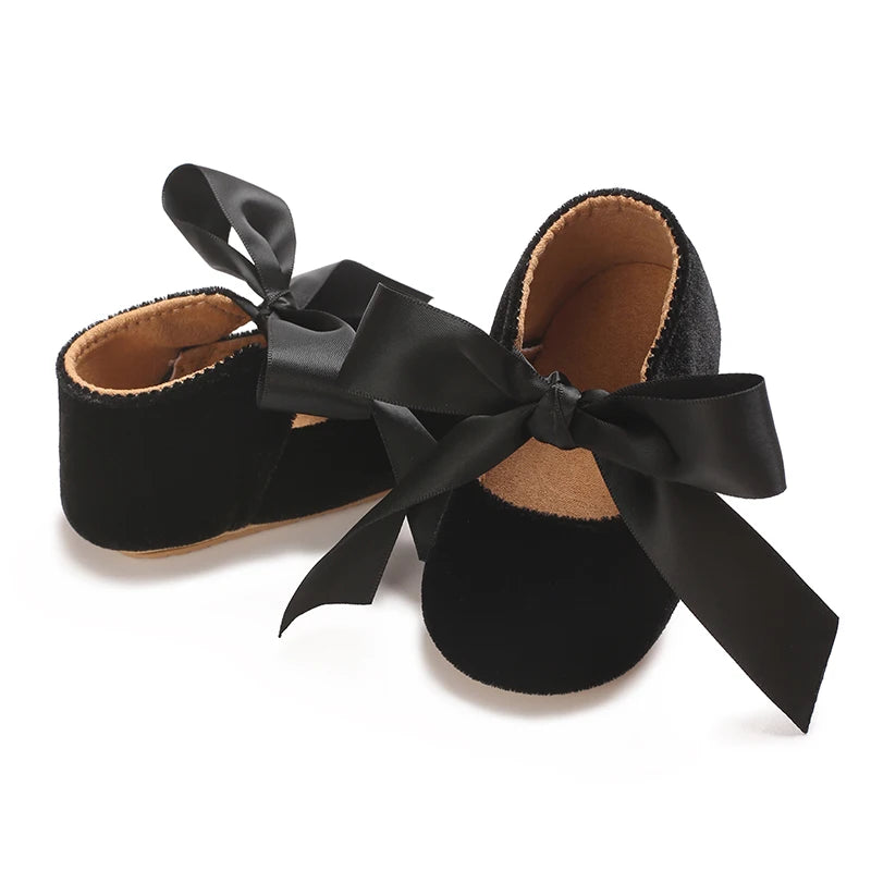Girls' Princess Baby Shoes Cute Bow Flat Bottom Walking Children's Shoes First Step Newborn Baby Comfortable Soft Sole Footwear