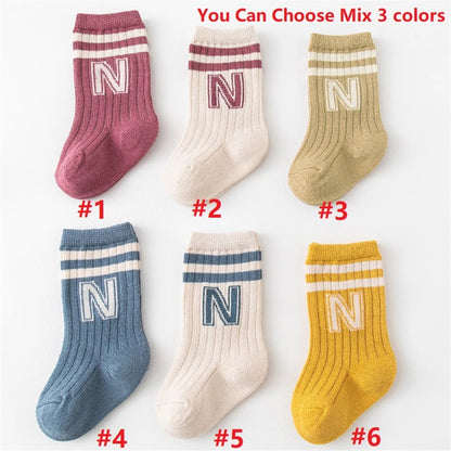 3 Pairs Baby Socks Kids Cute Newborn Boys Socks Toddler Girl Children Anti Slip Sock Cotton Infant Accessories Clothes for 0-5y