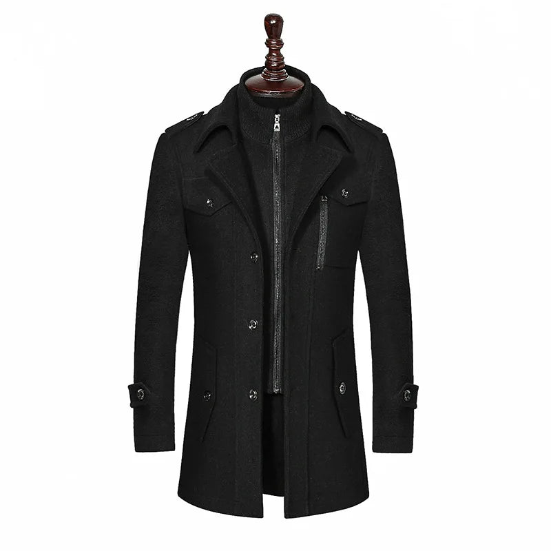 2026 Men's Fashion High-End Business Woolen Coat Atmosphere Long Thickened Wool Overcoat Autumn Winter Middle-Aged Stylish Coats