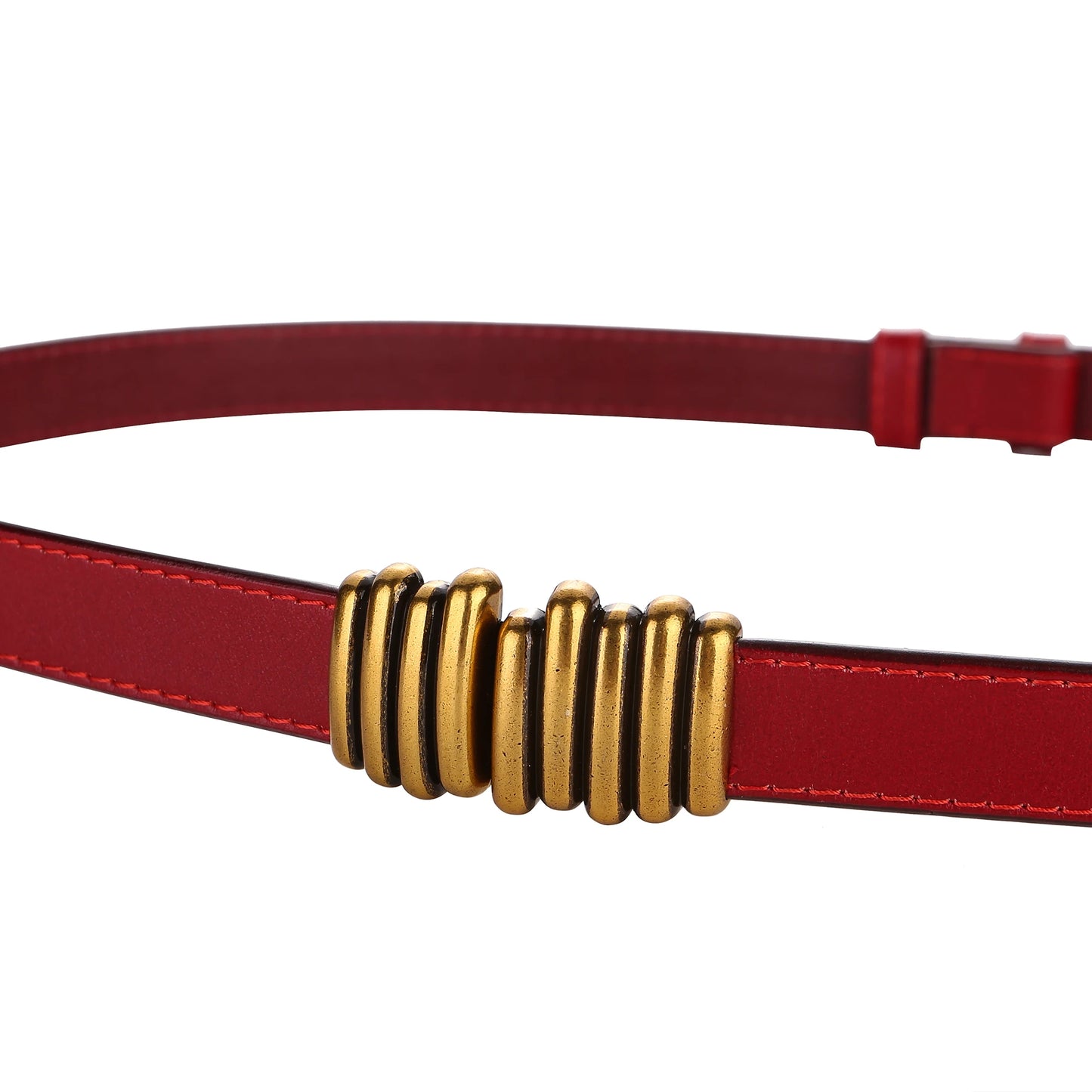 Fashion Genuine Leather Slim Waist Gold Buckle Adjustable Women Belts Wild Skinny Dress Jeans Decorative Straps Waistbands