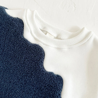 2Pcs Baby Boys Clothes New Casual Wear Lamb Wool Children Clothes Long Sleeves Sweatshirt Top Pants Color Block Kids Clothes