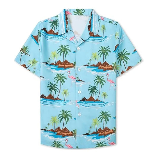 Men's Hawaiian shirt: casual summer button up short sleeved beachwear