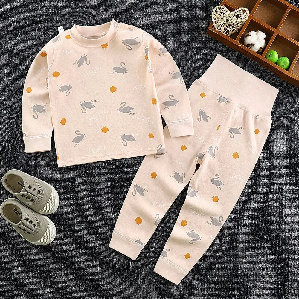 Baby Pajamas Children's Underwear Suit Boys and Girls' Pure Cotton High-waisted Autumn Clothes Autumn Pants Home Clothes