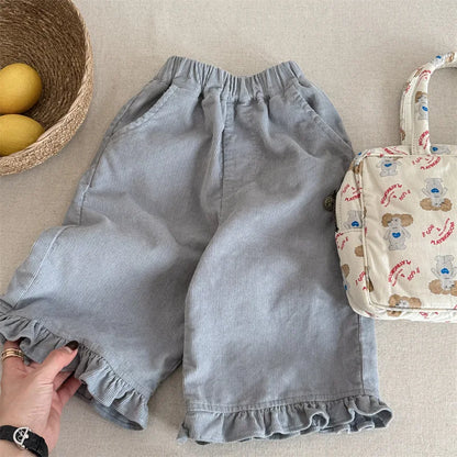 Girls K-Style Corduroy Cropped Pants 2025 Autumn New Arrival Casual Comfortable Fashion Kids Clothing Kids Girl  Trousers