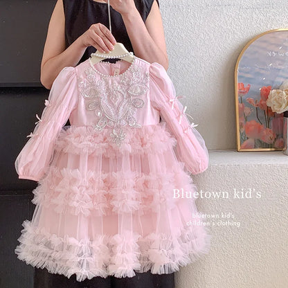 Baby Girls Clothing 2025 Autumn and Winter New Item Beautiful Dress Solid Color Pretty for Little Girls