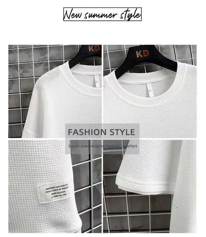 Mens Sports Suit Fashion Short Sleeve Tracksuit Men Suits Summer Men's Two Piece Set Linen Fabric Casual T-Shirt and Shorts Set