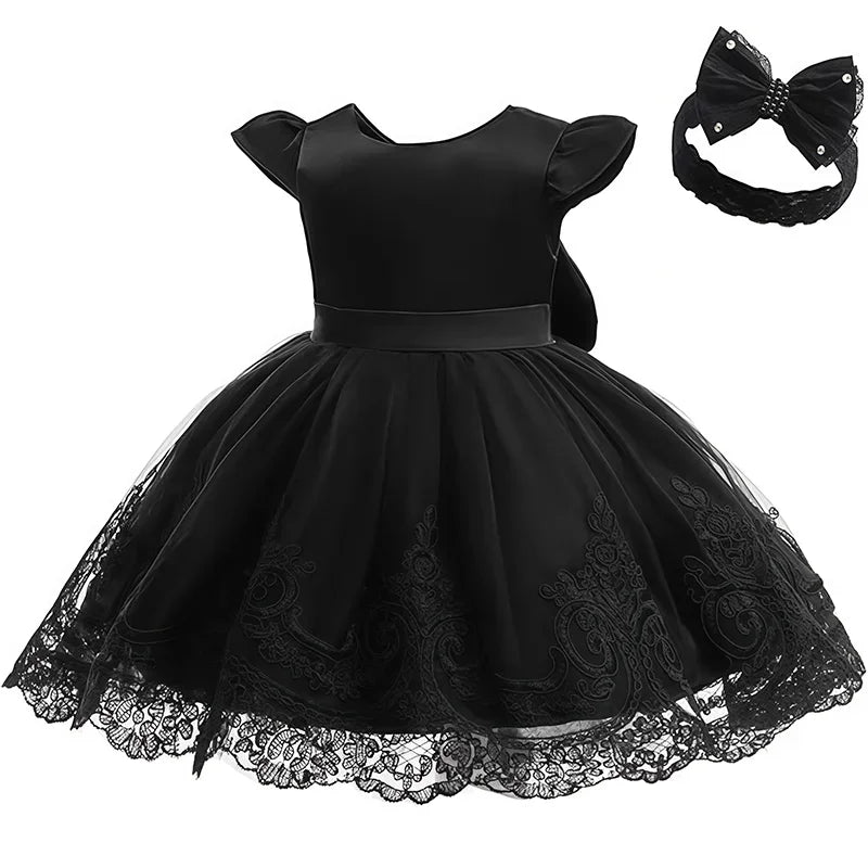 Baby Girl Clothes For 1st Birthday Evening Dresses Infant Dress Gown Elegant Girls Party Dresses Toddler Black Princess Dress
