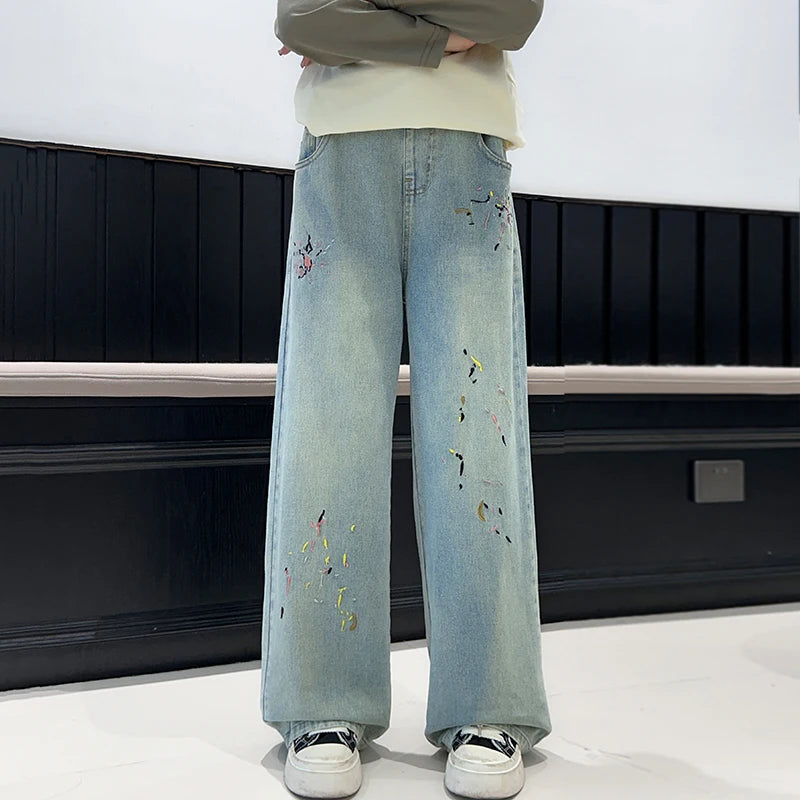 Girls' pants Korean style jeans spring outfit super huge and beautiful girls' casual pants with a trendy style for spring an