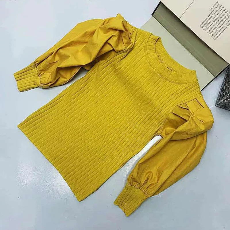 Fashion Kids Girls Blouse Puff Long Sleeve Girls Shirt White Blouse Tops Children Clothes Baby Toddler Teen School Princess A383