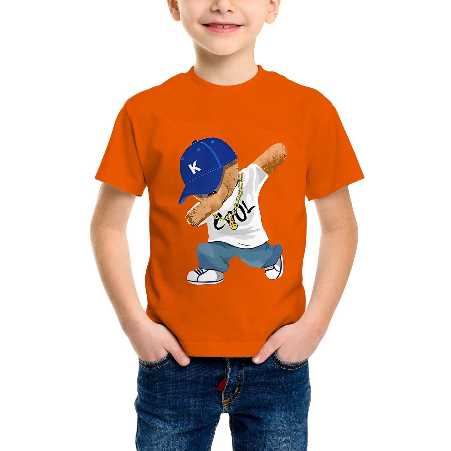Boy's Fashion 3D Printed T-Shirt - Short Sleeve Crew Neck Casual Streetwear Bike Design for Young People