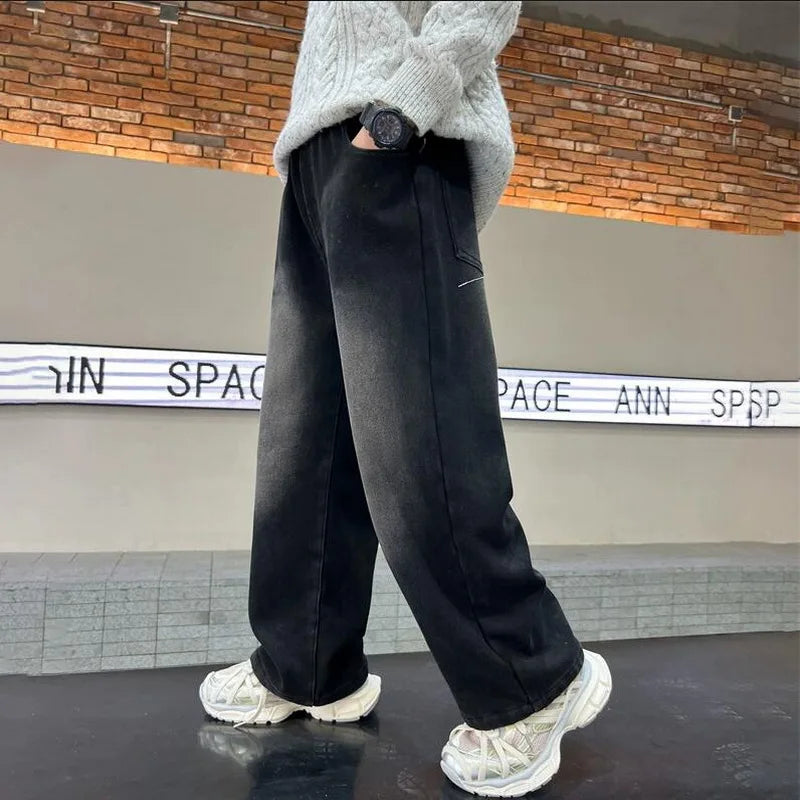 Hot Sale Kids Boy Black Gradient Jeans New Design School Teenager Casual Denim Pants Child Fashion Jeans Trousers 5 7 9 11 13 14