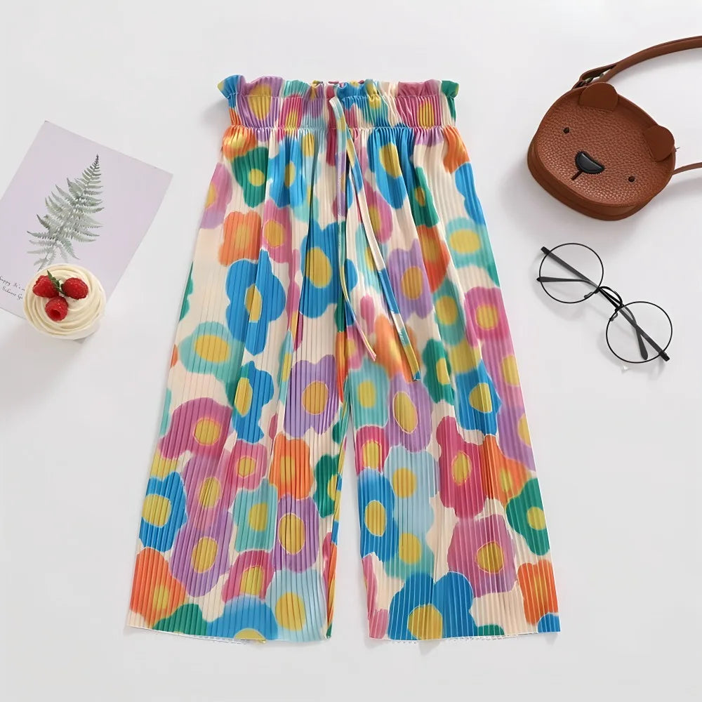 Girls' Pants 2026 Summer New Korean Style Children Floral and Polka Dot Straight Pants Thin Kids Underwear Mosquito-proof Pants