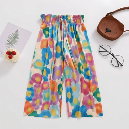 Girls' Pants 2026 Summer New Korean Style Children Floral and Polka Dot Straight Pants Thin Kids Underwear Mosquito-proof Pants