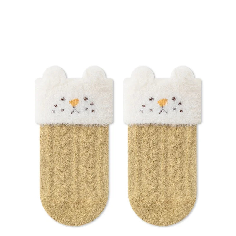 Newborn Baby Socks For Girls Boys Winter Warm Thick Cartoon Infant Toddler Sock Outdoors Warm Children's Floor Socks 0-5Years