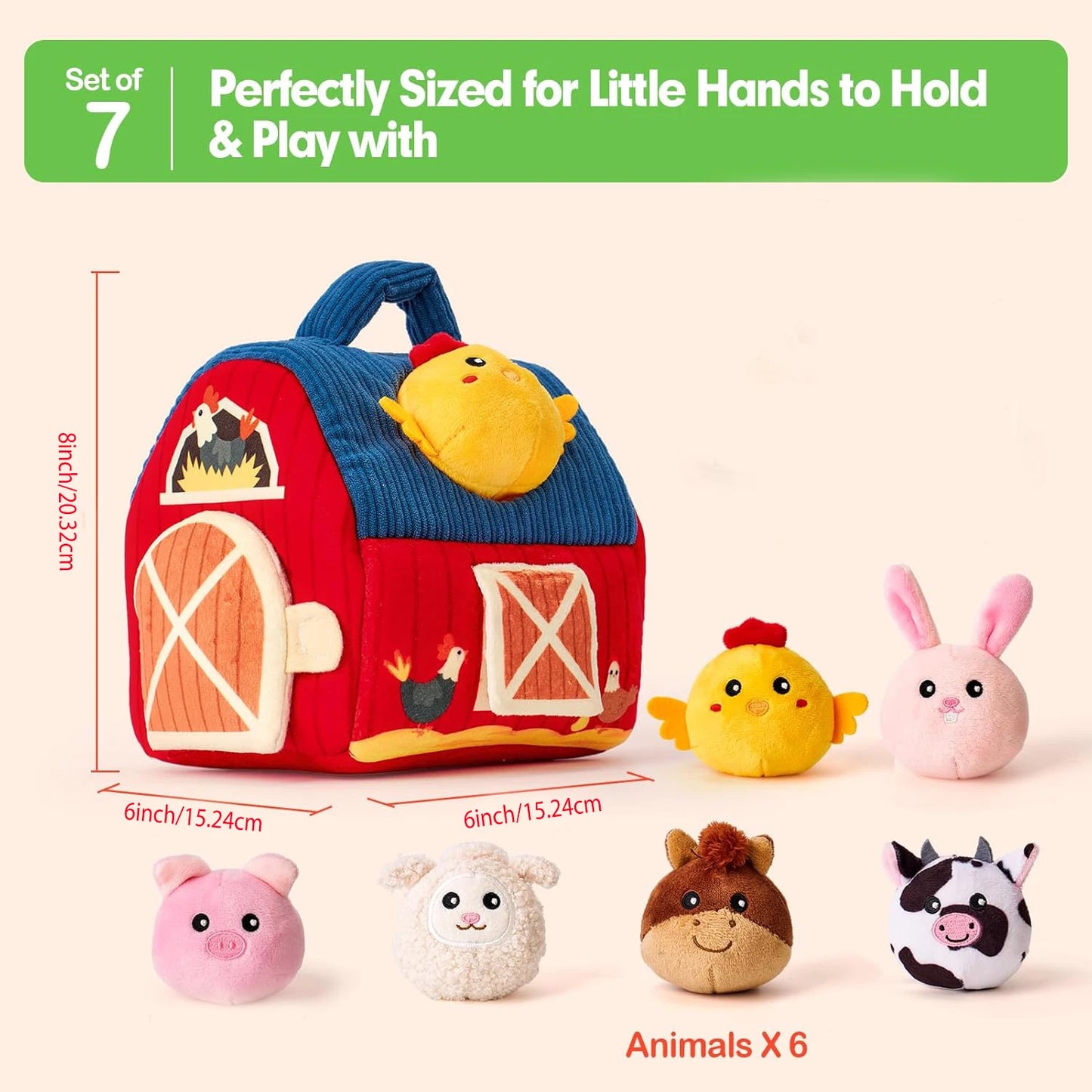 Surprise Barn Stuffed Farm Animals Toys For Baby 6-12 Months Montessori Toys Sensory Balls Toddlers Christmas Stocking Gift
