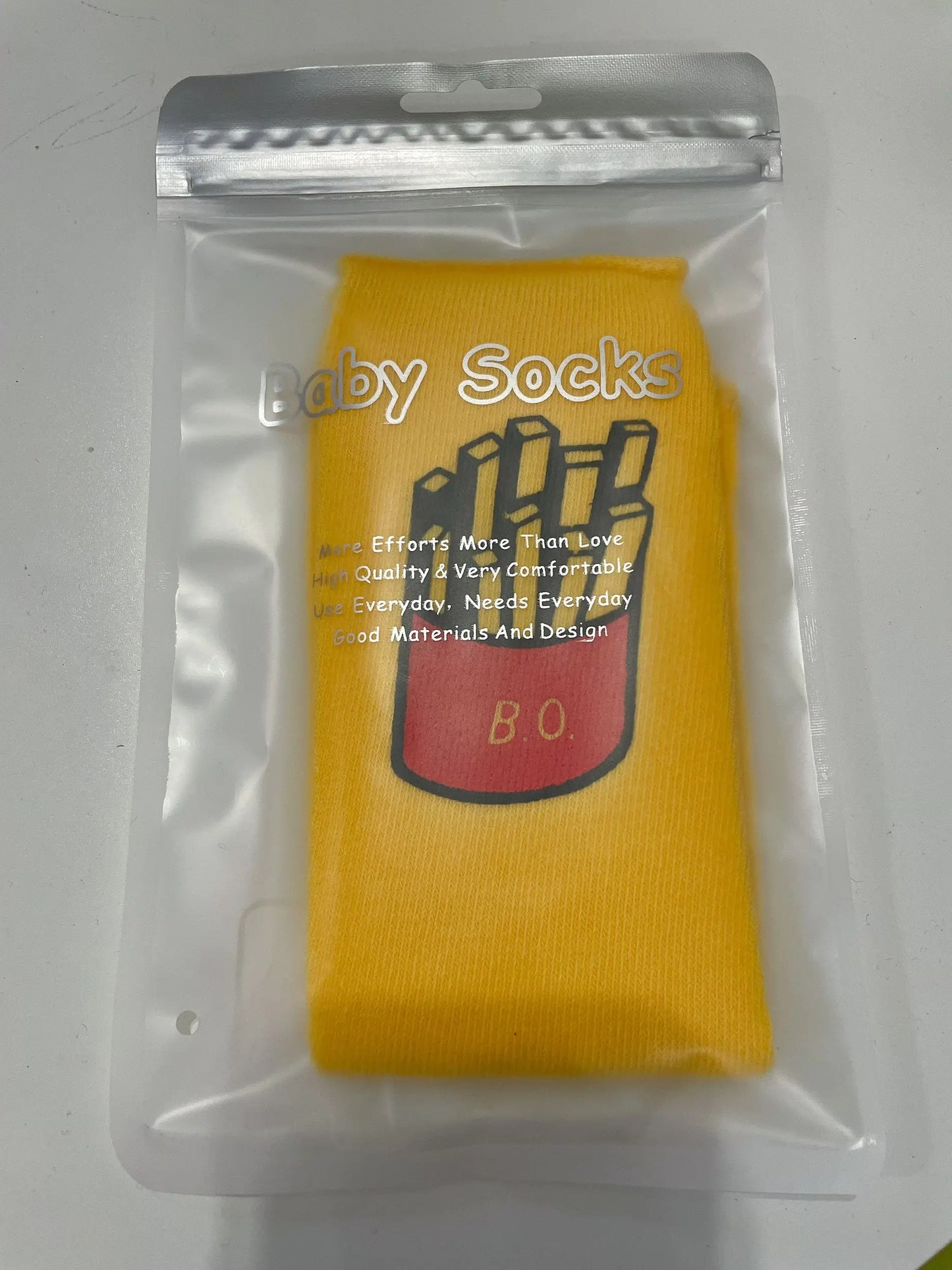 Ins Infant Newborn  Baby Long Socks 0-3T Girls Boys Rolled Mid-Calf Socks French Fries Climbing Cotton Socks Match for Romper