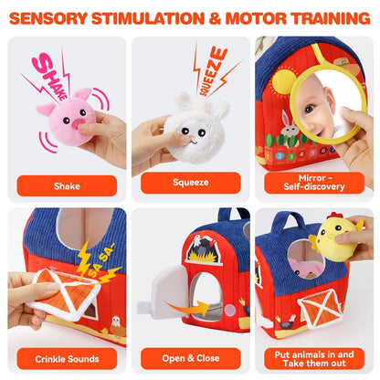 Surprise Barn Stuffed Farm Animals Toys For Baby 6-12 Months Montessori Toys Sensory Balls Toddlers Christmas Stocking Gift