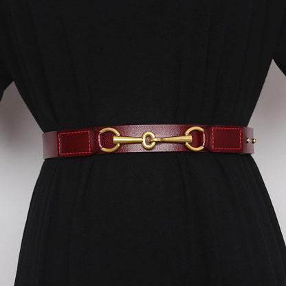 Women's Belt New Simple Belts For Women Saddle Buckle Decoration Cowhide Belt Female