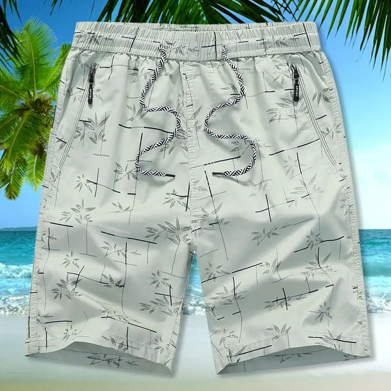 Summer Men Home Casual Wear Loose Cotton Thin Beach Five-point Pants