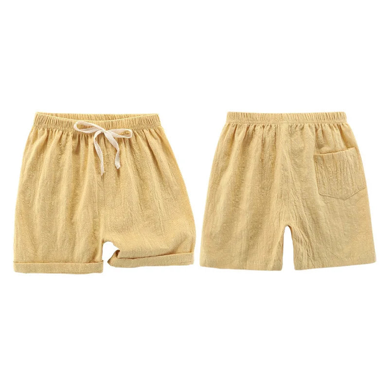 Teenage Boy Shorts 150 160cm Summer Clothing Cotton Linen Shorts Light Blue Black Red Children Shorts for Girls Toddler Clothes