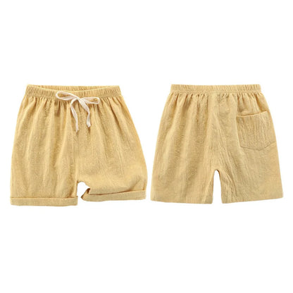 Teenage Boy Shorts 150 160cm Summer Clothing Cotton Linen Shorts Light Blue Black Red Children Shorts for Girls Toddler Clothes