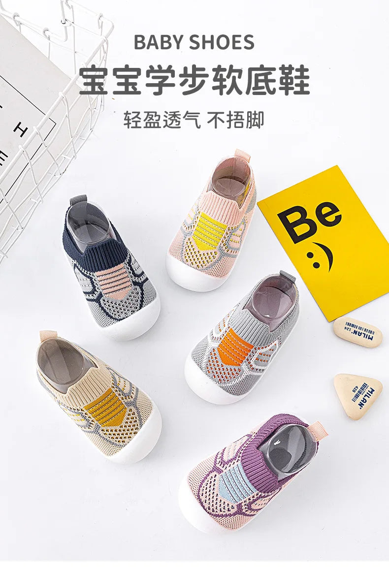 Baby Shoes Anti-slip Breathable Infant Crib Floor Socks with Rubber Sole for Children Boys Mesh Shoes Soft Bottom Baby Girl 아기신발