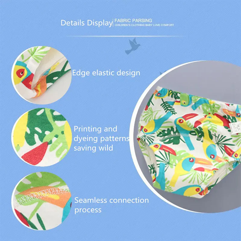 10 Pcs Reusable Baby Training Pants Washable Kids Cloth Diaper Nappies Changing Underwear Infant Toddler Potty Training Panties