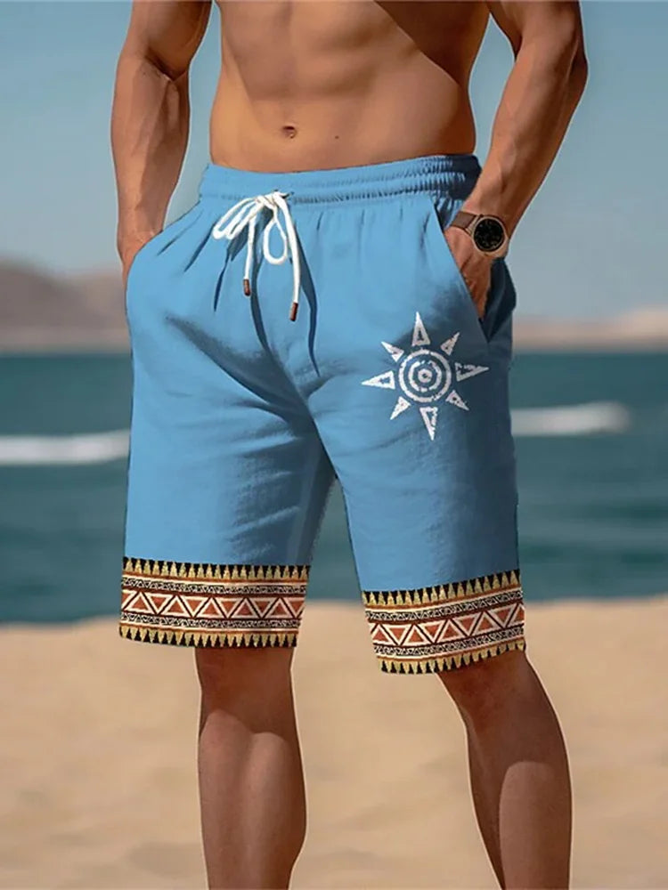 Men's Hot Beach Pants Men's shorts 3D Print Summer Men's Outdoor Daily Sports Shorts Large Size Loose Holiday Beach Trunks