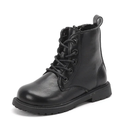 Kids Shoes for Girls Boots Fashion Solid Color Boys Leather Shoes Spring Autumn Children Student Boots