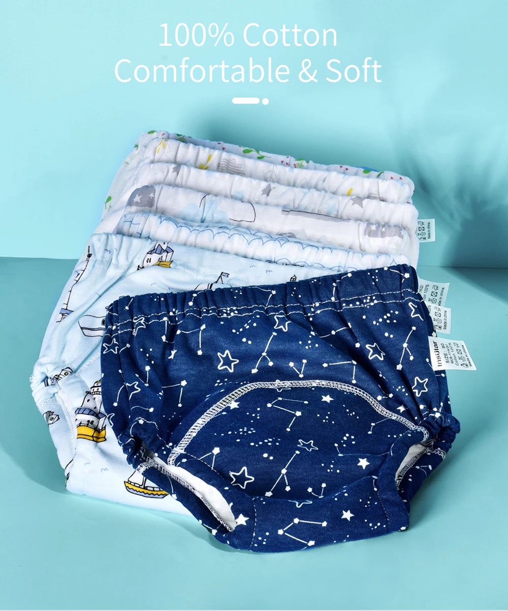 Insular Baby Training Pants Reusable Cotton Cloth Baby Diapers  Washable Infants Children Underwear Nappy Changing 2PCs/Box