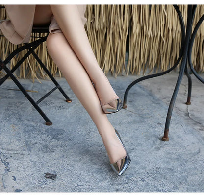 High Heels for Women ELEGANT Sweet Fashion British Style Slip-On 12CM Thin Heels Pointed Toe Office Career Women Shoes Gold 46