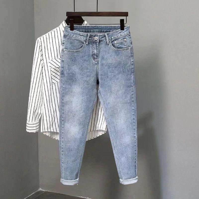 Men's Jeans Work Wear Stretch Elastic Retro Casual Male Cowboy Pants Tapered Black Stacked Trousers 2025 Korean Autumn Regular