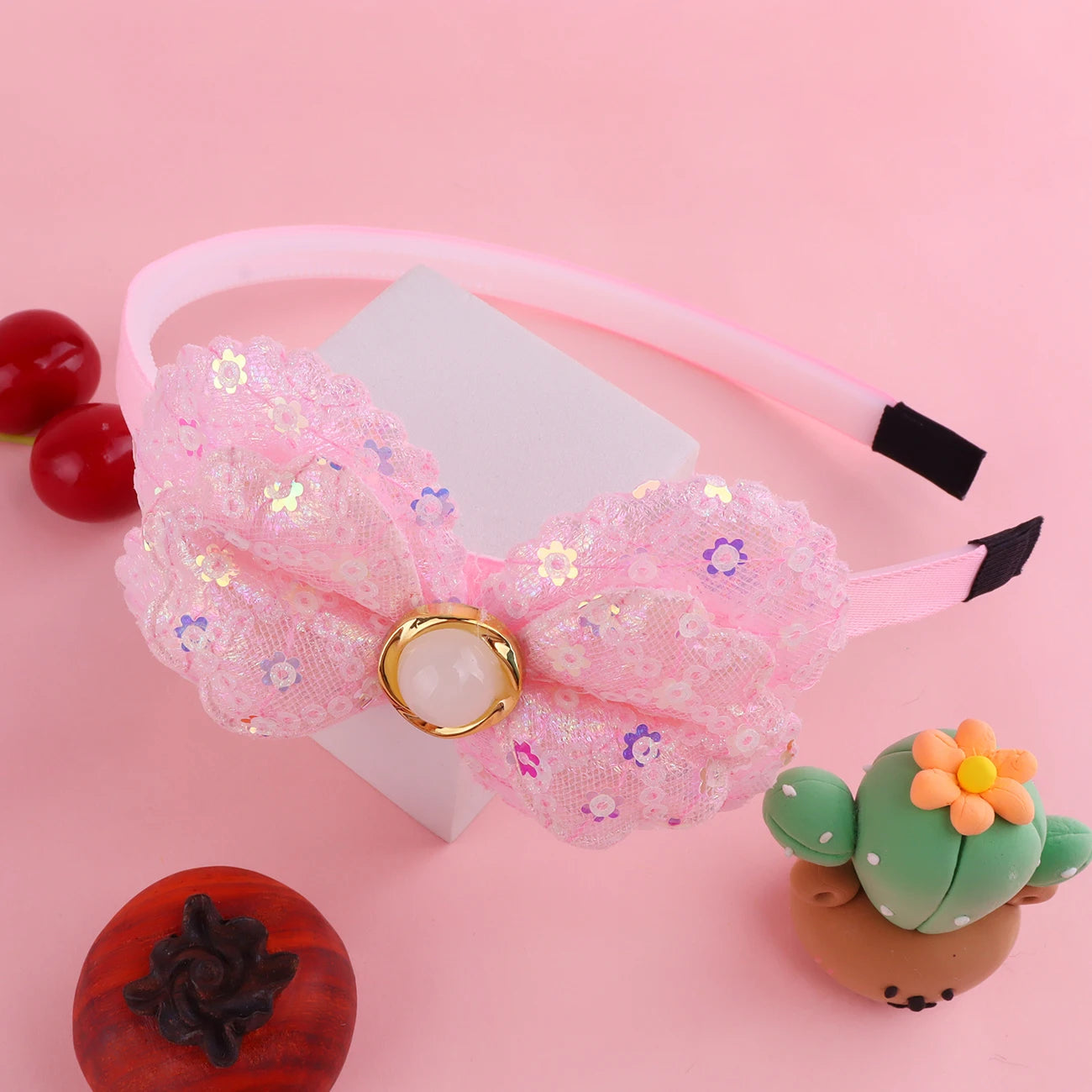 Large Shiny Bow Headbands for Baby Girls, Glitter Headbands with Pearl for Kids, Sparkling Accessories for Toddlers