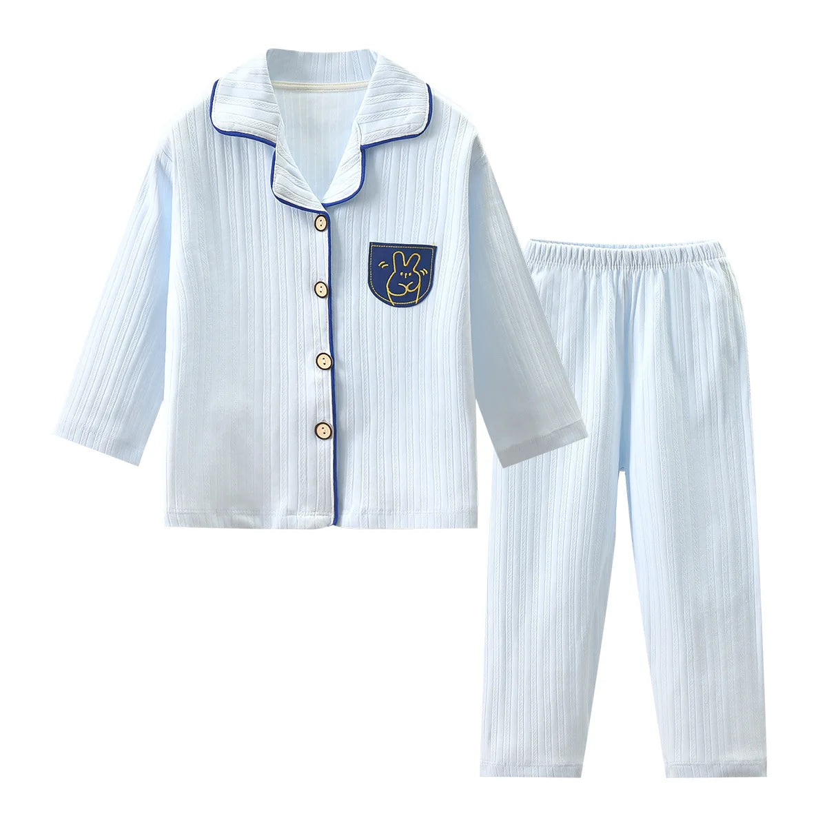Children's Pajamas Pure Cotton Spring, Autumn and Winter Long-Sleeved Suits Boys and Girls Lapel Pajamas and Pajamas Set Boys Sp