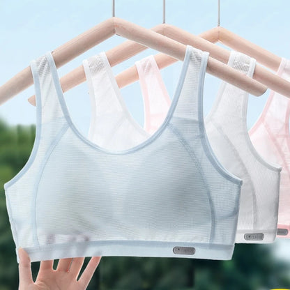 1-3Pcs Thin Summer Underwear for Teenage Girls, Anti-Bounce Vest for Students Cotton Sports Bra for Kids Student Vest