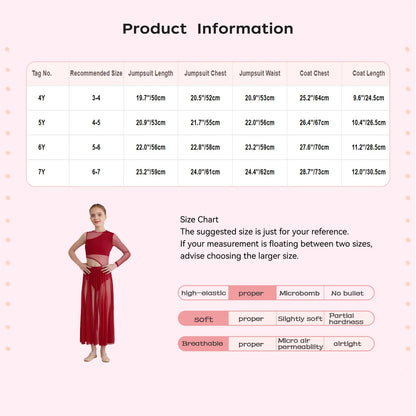 Kids Girls Modern Lyrical Dance Dresses Delicate Applique Keyhole Back Side Split Irregular Hem Asymmetrical Ruched Mesh Dress