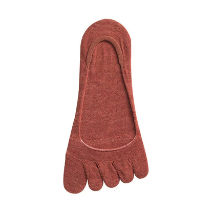 1 Pair Five Finger Solid Color Toe Socks For Girls Gift Summer Thin Toe Socks Shallow Mouth Anti-Skid Invisiable Low Cut Sock
