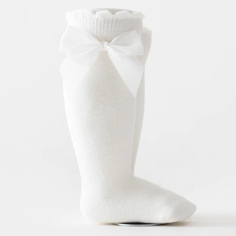 Kids Girls Socks With Bows Knee High Princess Socks For Girl Cute Newborn Baby Cotton Sock Long Tube Bow Children Socks