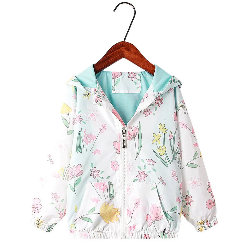 Spring Autumn Full Sleeve Children's Jacckets Unicorn Bunny Rabbit Animal Print Kids Jacket Coats for 2 to 9 Years Girls Coat