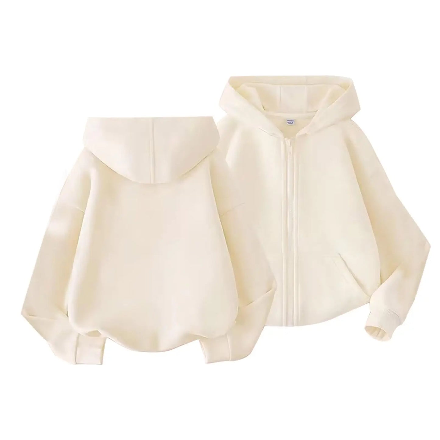 Kids Hoodie Jacket Plain Color Zip Hooded Sweatshirt Casual Outerwear Long Sleeve Boy Girl Coat Trend Style Wear Casual Look
