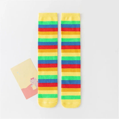 Stockings Rainbow Stripped Teen Girls Christmas Cosplay Party Socks Spring Autumn Children's Long Kids Girls Knee High Socks