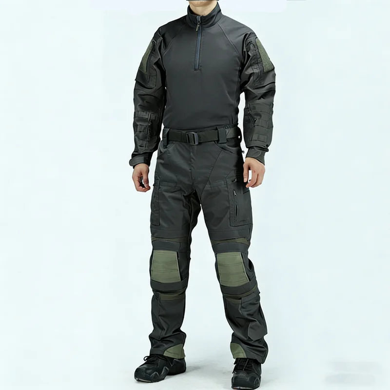 Men Tactical Combat Uniform Suit Multicam Camo Shirt & Pants Set Outdoor Hunting Airsoft Paintball Training Work Clothes
