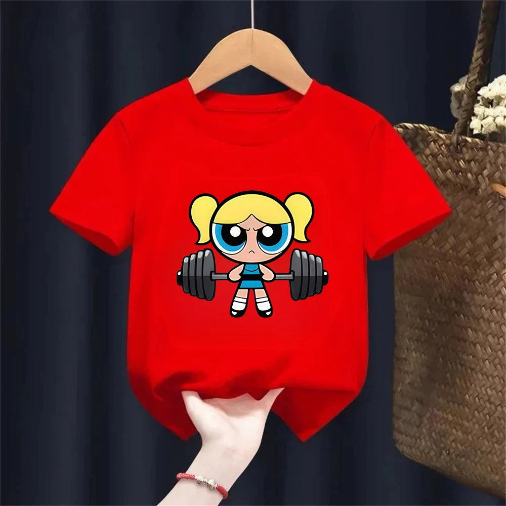 Girls Super Powerful Blouse Training Streetwear T-shirt Kids Shirt Academy Fitness T-shirt